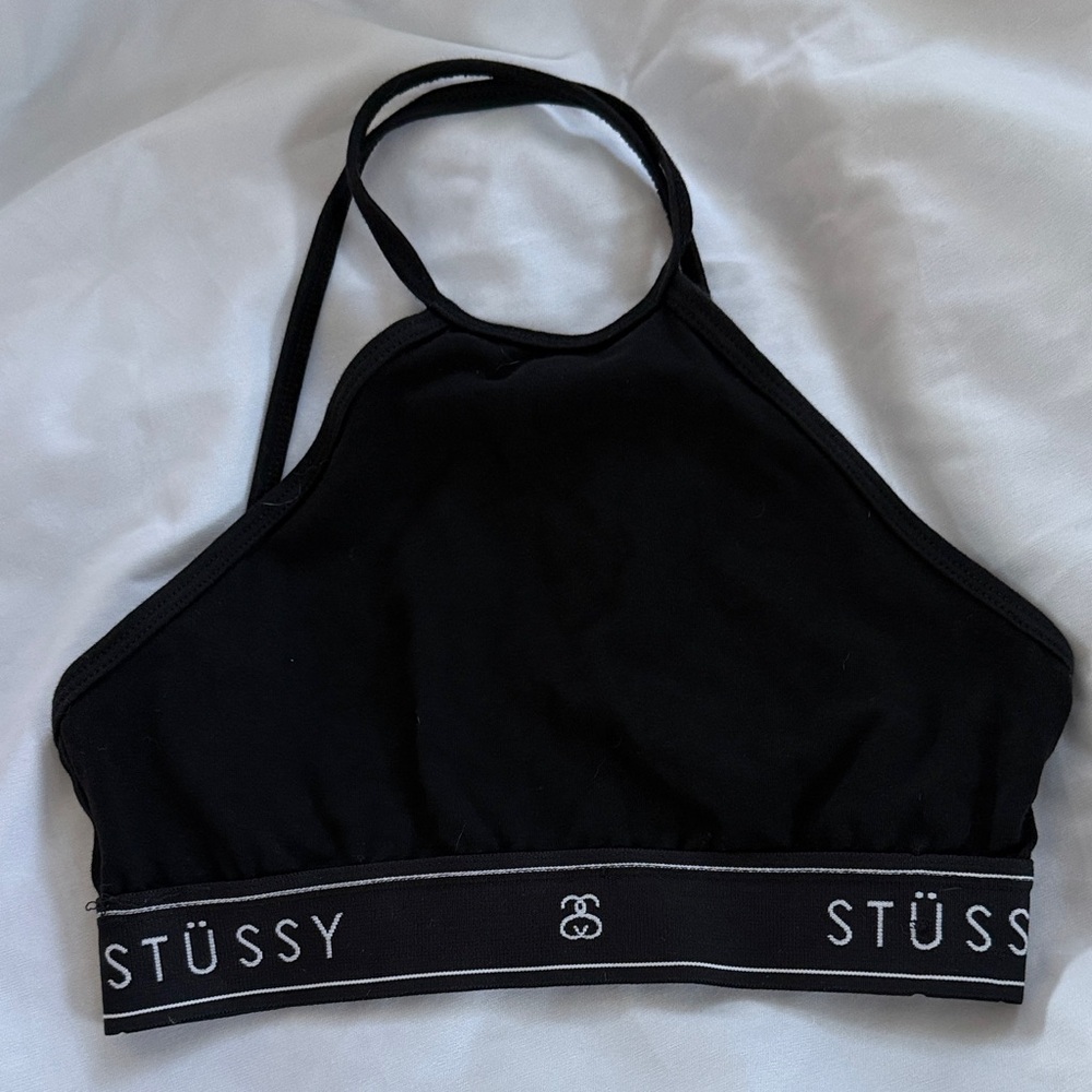Stussy Black Halter Sports Bralette